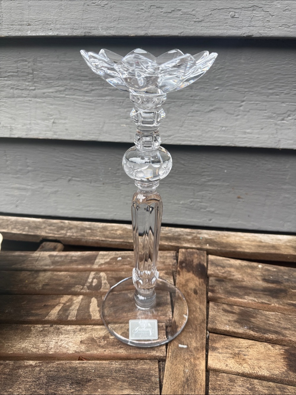 Gorham Clear Crystal Floral-Top Candlestick - Clear